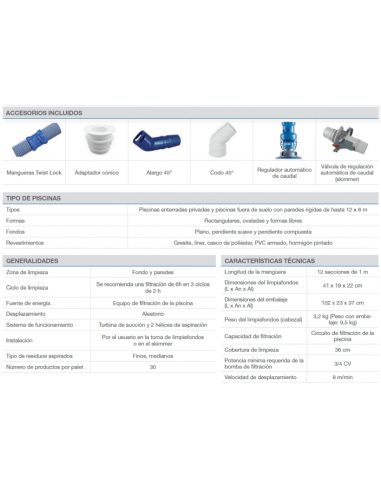 LIMPIAFONDOS HIDRÁULICO MX8 ZODIAC